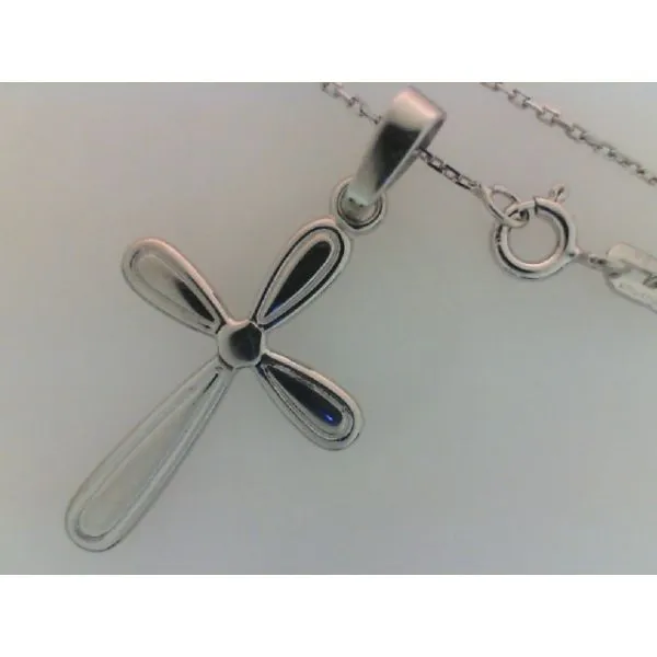 Rhodium Sterling Silver Cross Pendant, Approx 18mm X 24mm, Polished, W/Bail, Chain 18