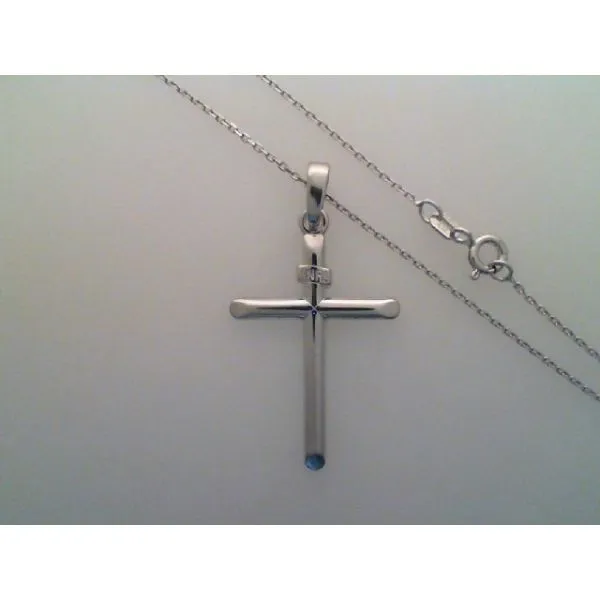 Rhodium Sterling Silver Polished Cross,