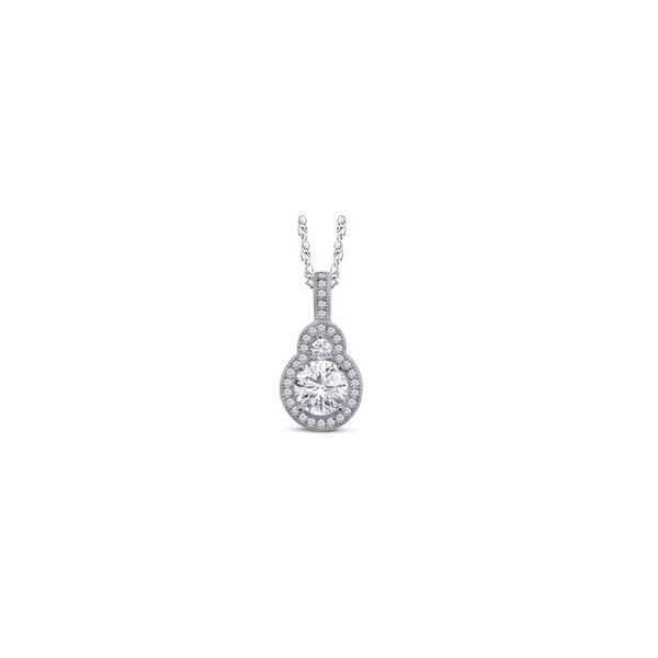 18K White over  Sterling Silver Double Halo Pendant w/1.42 tw round Simulated diamonds , 18