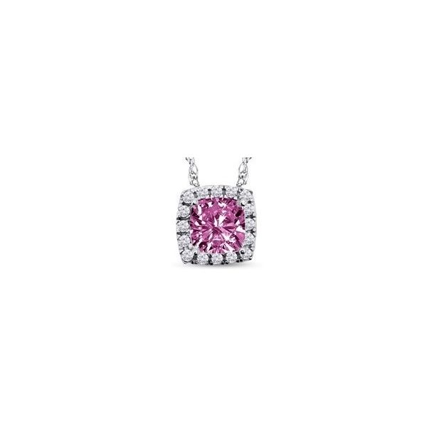 DiZEO Sterling Silver Halo Necklace with Pink Cubic Zirconia Barnes Jewelers Goldsboro, NC