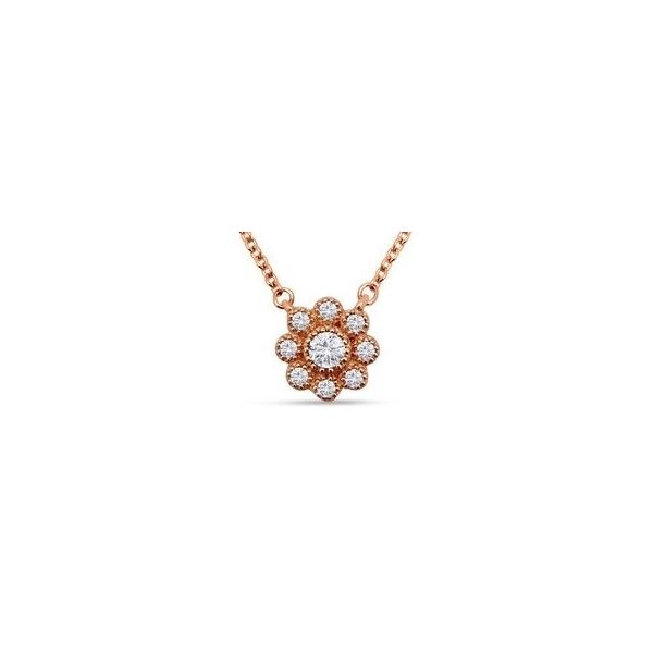 DiZEO Rose Gold Plated Fashion Necklace with Cubic Zirconia Barnes Jewelers Goldsboro, NC