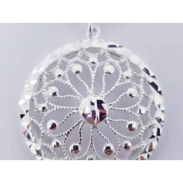 Sterling Silver 26mm Round Filigree Pendant Barnes Jewelers Goldsboro, NC