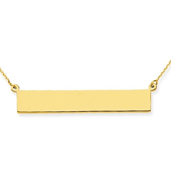 Yellow Gold Plated Sterling Silver Polished  E2W Bar Pendant, 6.5mm x 36.5mm, Engraveable,  16+2