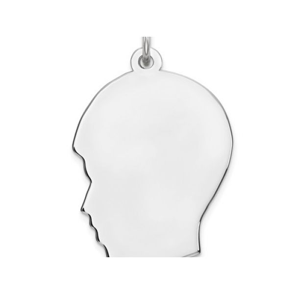 Sterling Silver Boy Head Silhouette Charm,  Length 23mm Barnes Jewelers Goldsboro, NC