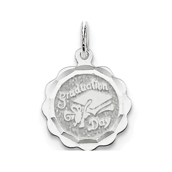 Sterling Silver  Graduation Day Disk Charm 17mm round Barnes Jewelers Goldsboro, NC