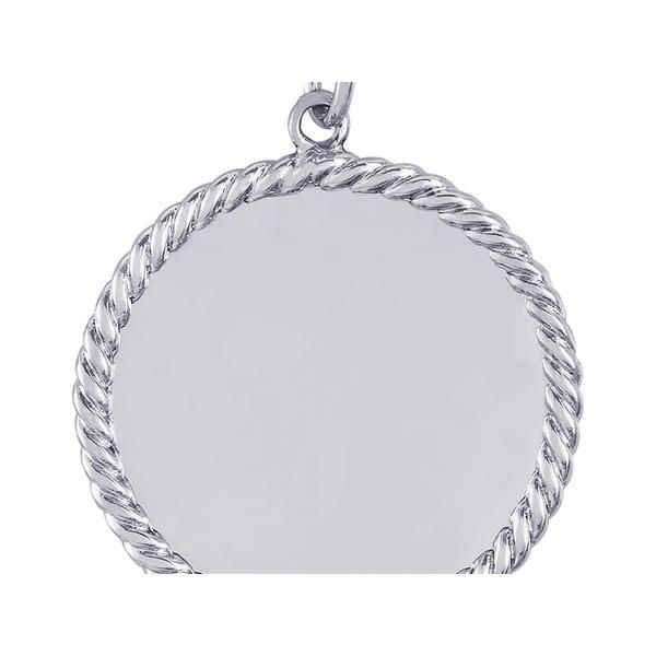 Rhodium  Sterling Silver Large  25mm Rope Edge Disk  Charm/pendants, Polished,  Engravable. Barnes Jewelers Goldsboro, NC