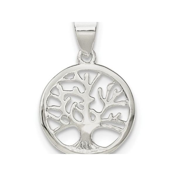 Sterling Silver Round Tree Pendant/ Charm, openwork, 19mm apx. Barnes Jewelers Goldsboro, NC