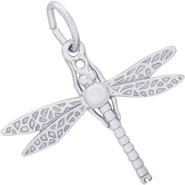 Rhodium  Sterling Silver Dragonfly Charm/pendant,  H 0.66