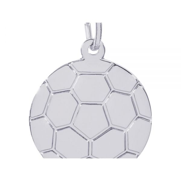 Rhodium Sterling Silver Soccer ball Disc Charm/Pendant. 0.66