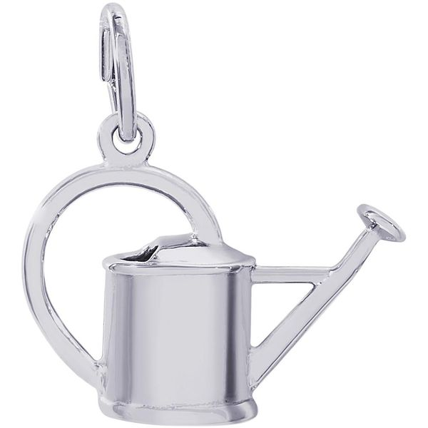 Rhodium Sterling Silver 3-D Watering Can Charm. Barnes Jewelers Goldsboro, NC