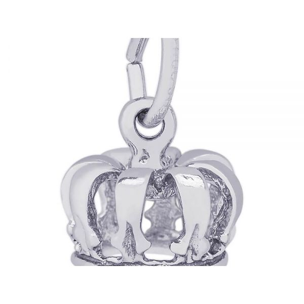 Rhodium Sterling Silver 3-D Royal Crown Charm. Barnes Jewelers Goldsboro, NC