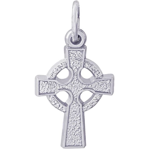 Rhodium Sterling Silver Celtic Cross Charm/pendant. 0.69