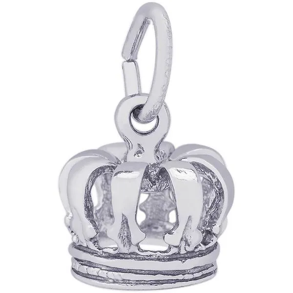 Rhodium Sterling Silver 3-D Royal Crown Charm. Barnes Jewelers Goldsboro, NC