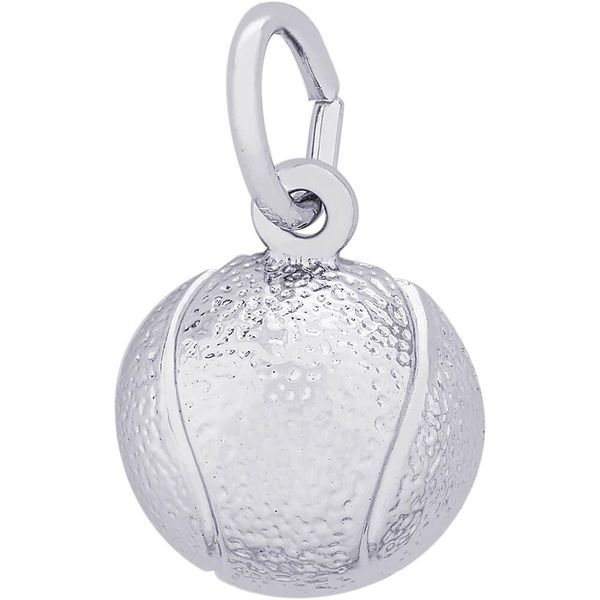 Rhodium Sterling Silver 2-D Tennis Ball  Charm/pendant.   H 0.41