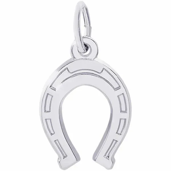 Rhodium Sterling Silver Horse Shoe Charm. Barnes Jewelers Goldsboro, NC