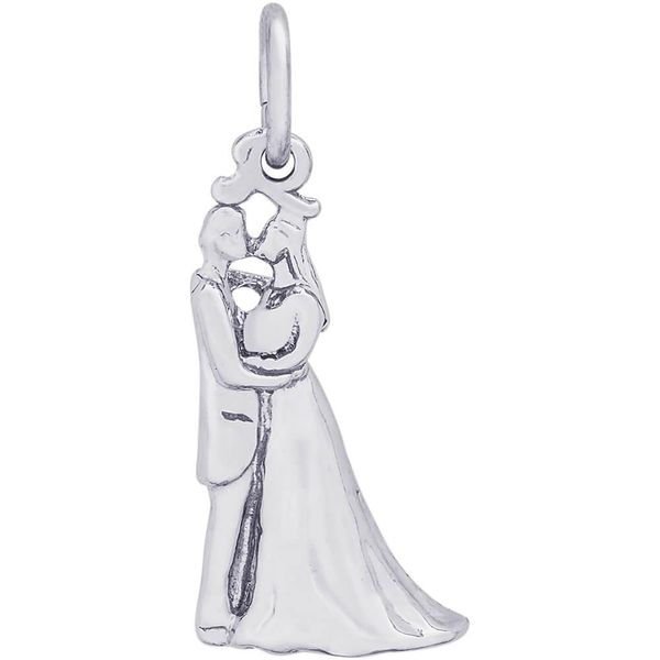Rhodium Sterling Silver Bride & Groom Charm. Polished. Barnes Jewelers Goldsboro, NC