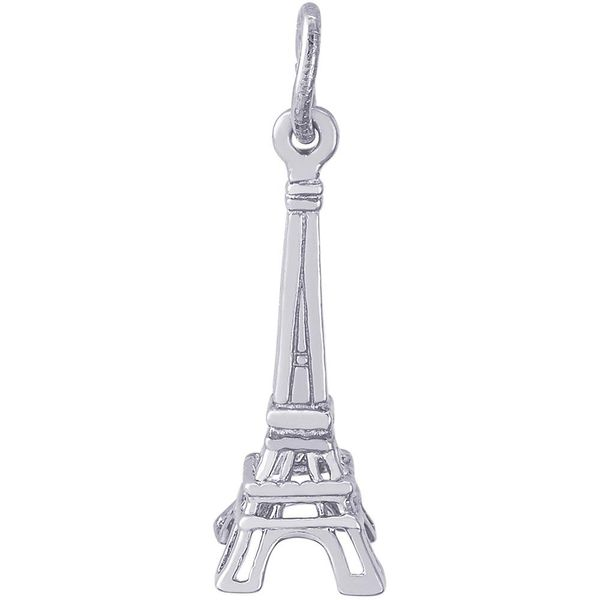 Rhodium Sterling Silver 3-D Eiffel Tower Charm. Barnes Jewelers Goldsboro, NC