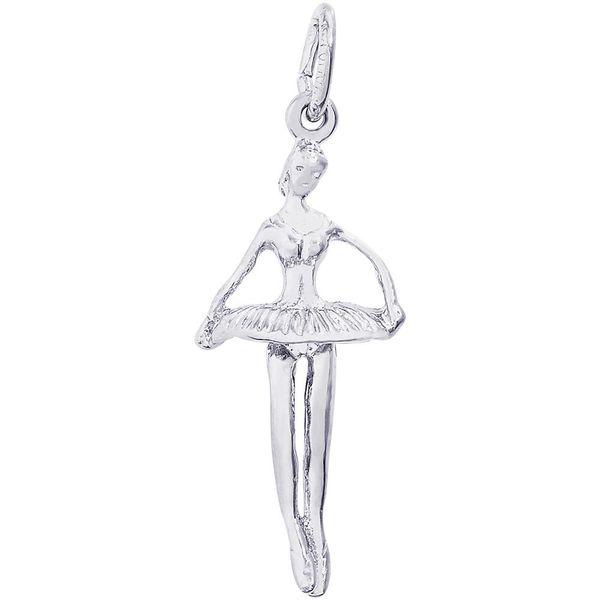 Rhodium Sterling Silver 3-D Pointed toes Ballet Dancer Charm/pendant.  1.05