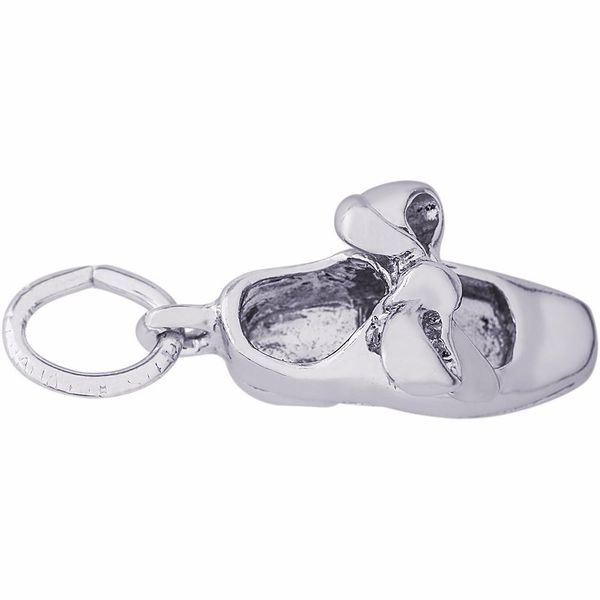 Rhodium Sterling Silver 3-D Tap Shoe with Ribbon Charm  0.60