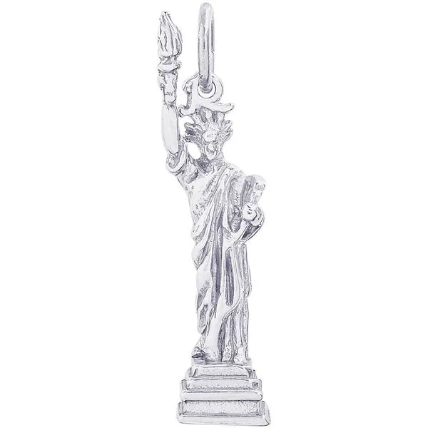 Rhodium Sterling Silver  3-D Statue Of Liberty Charm. Barnes Jewelers Goldsboro, NC