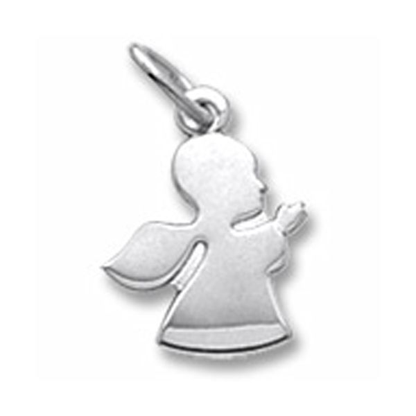 Rhodium Sterling Silver Small Angel Charm/pendant Barnes Jewelers Goldsboro, NC