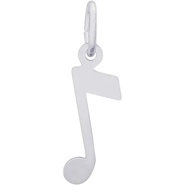 Rhodium Sterling Silver Music Note Charm. polished. 0.60