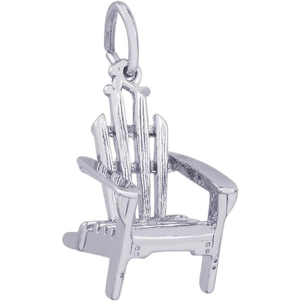 Rhodium Sterling Silver 3-D Adirondack Chair Charm. Barnes Jewelers Goldsboro, NC