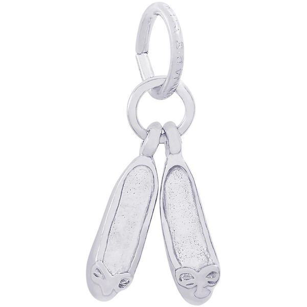 Rhodium Sterling Silver Pair of  Ballet Shoes charm. 3-D, Moveable.  0.50
