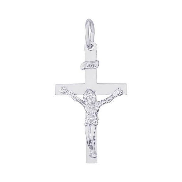Rhodium Sterling Silver Crucifix Charm/pendant. 0.96