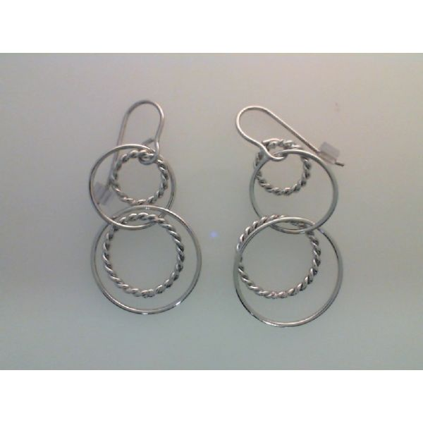 Rhodium Sterling Silver Twist Double Duo Dangle Earrings Barnes Jewelers Goldsboro, NC