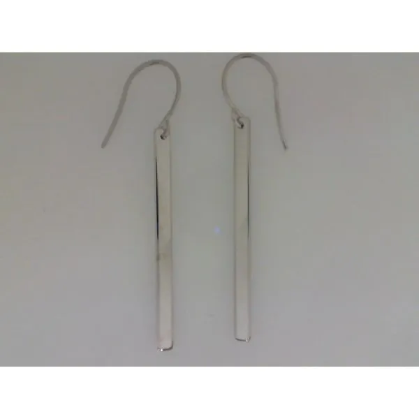 Rhodium Sterling Silver Dangle Bar Earrings, 3mm x 40mm,  french wires, Barnes Jewelers Goldsboro, NC