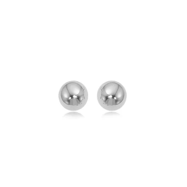 Rhodium Sterling Silver 10mm Ball Stud Earrings . Barnes Jewelers Goldsboro, NC