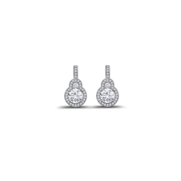 18K White over Sterling Silver Post Earrings w/ 2.84tw Round Simulated Diamonds Barnes Jewelers Goldsboro, NC