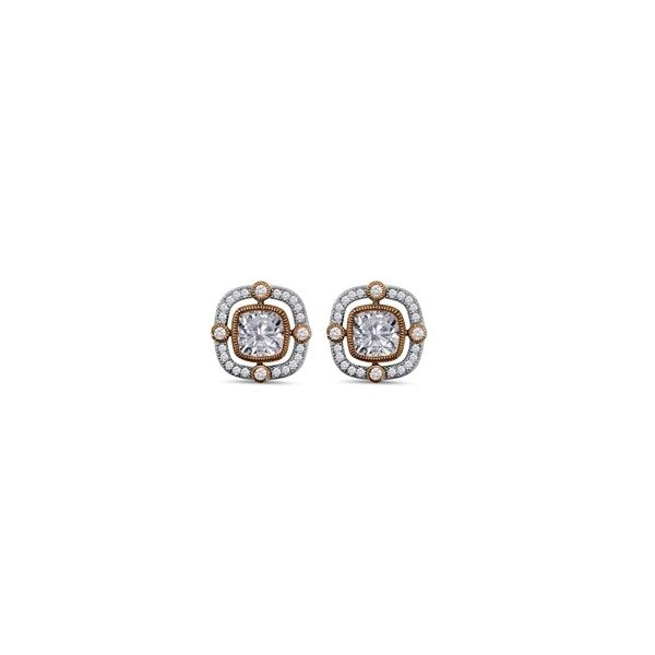DiZEO Sterling Silver Halo Stud Earrings with Cubic Zirconia Barnes Jewelers Goldsboro, NC