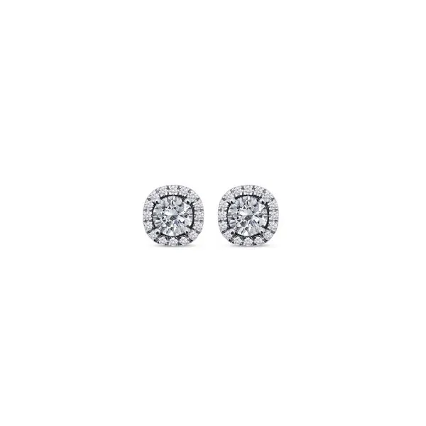 18K White over  Sterling Silver Halo Studs Earrings w/ 2.00tw simulated round diamonds Barnes Jewelers Goldsboro, NC