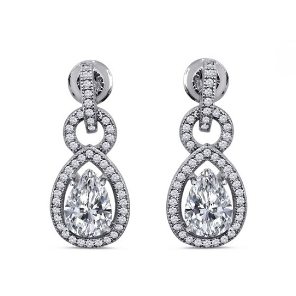 DiZEO Sterling Silver Dangle Earrings with Cubic Zirconia Barnes Jewelers Goldsboro, NC