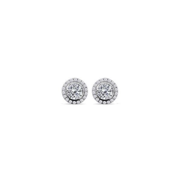 DiZEO Sterling Silver Halo Stud Earrings with Cubic Zirconia Barnes Jewelers Goldsboro, NC