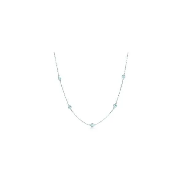 18K White Gold over Sterling Silver Station  Necklace,