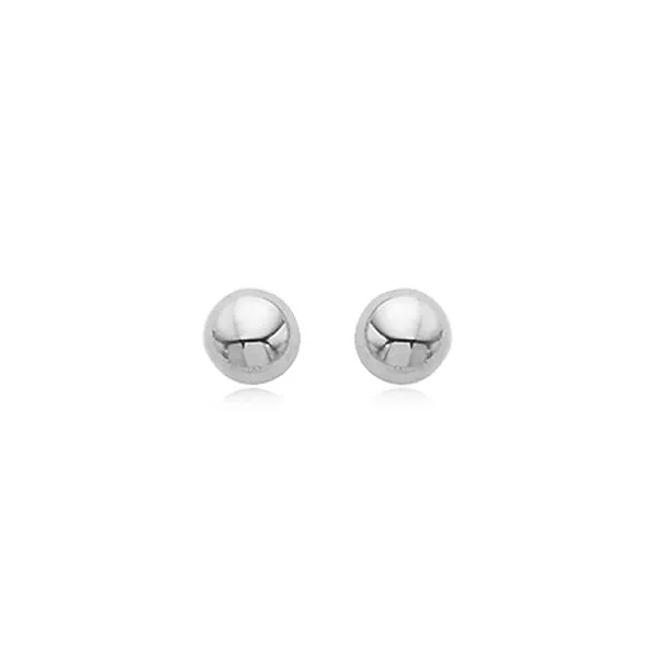 Rhodium Sterling Silver 12mm Polished Button Stud Earrings Barnes Jewelers Goldsboro, NC