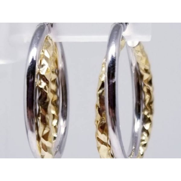 Sterling Silver & Gold Plated Double Hoop Earrings, Barnes Jewelers Goldsboro, NC