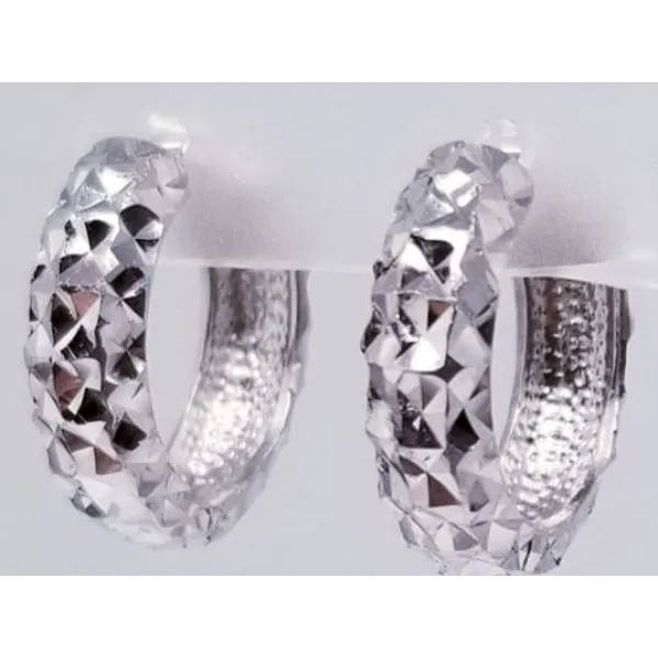 Sterling Silver D/C Huggies Earrings. 15mm x 4.5mm. Barnes Jewelers Goldsboro, NC