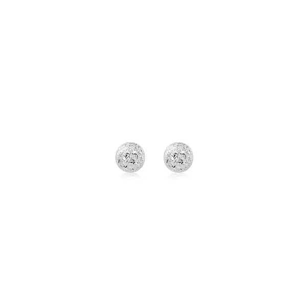 Rhodium Sterling Silver Crystal Cut  6mm Ball Stud Earrings Barnes Jewelers Goldsboro, NC