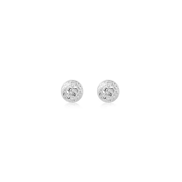 Rhodium Sterling Silver D/C 8mm Ball Stud Earrings. Barnes Jewelers Goldsboro, NC