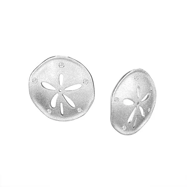 ALAMEA  Sand Dollar Stud Earrings, Sterling Silver, Rhodium  511-12-11 Barnes Jewelers Goldsboro, NC