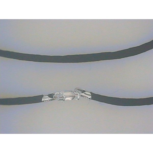 Black Satin Cord w/ Rhodium Sterling Silver Lobster  clasp, Length 18