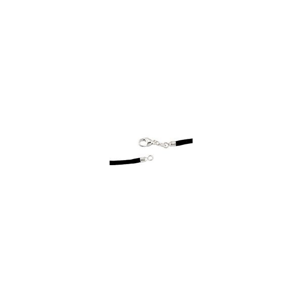 Black Satin Cord w/ Rhodium Sterling Silver Lobster  clasp, Length 18