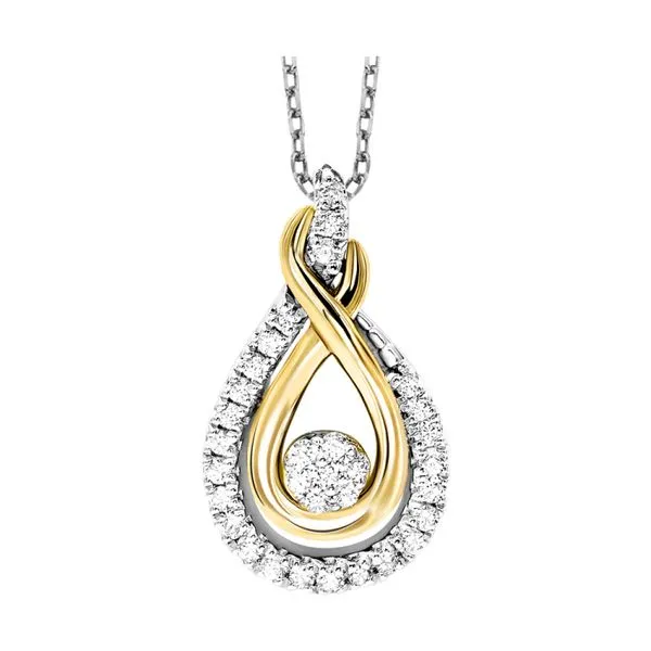 GEMSONE  Teardrop Diamond Fashion Necklace, Sterling Silver, 10KT Rose Gold, 0.16CTTW Round Diamonds, 18