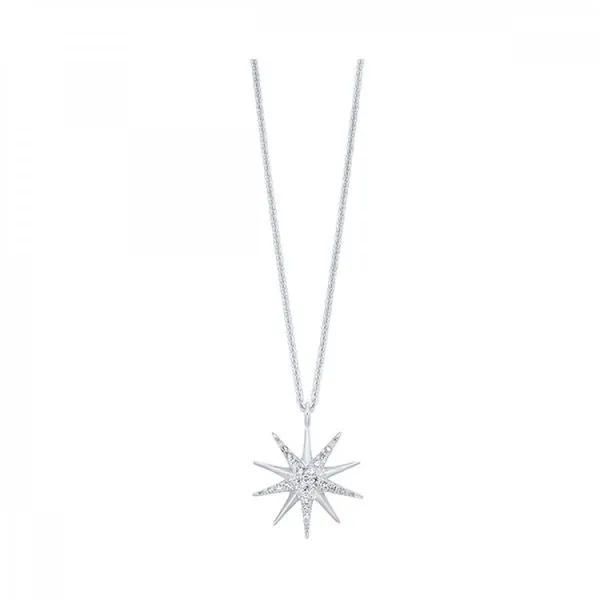 GEMSONE  Diamond North Star Necklace, Sterling Silver, 0.10CTTW Round Diamonds, 18