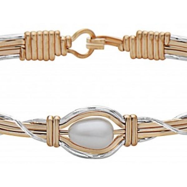 14K Artist Wire & Sterling Silver Wire Wrapped Bracelet,  