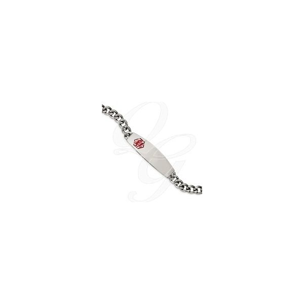 Chisel Stainless Steel Medical Alert Bracelet w/red emblem. Length 8.5